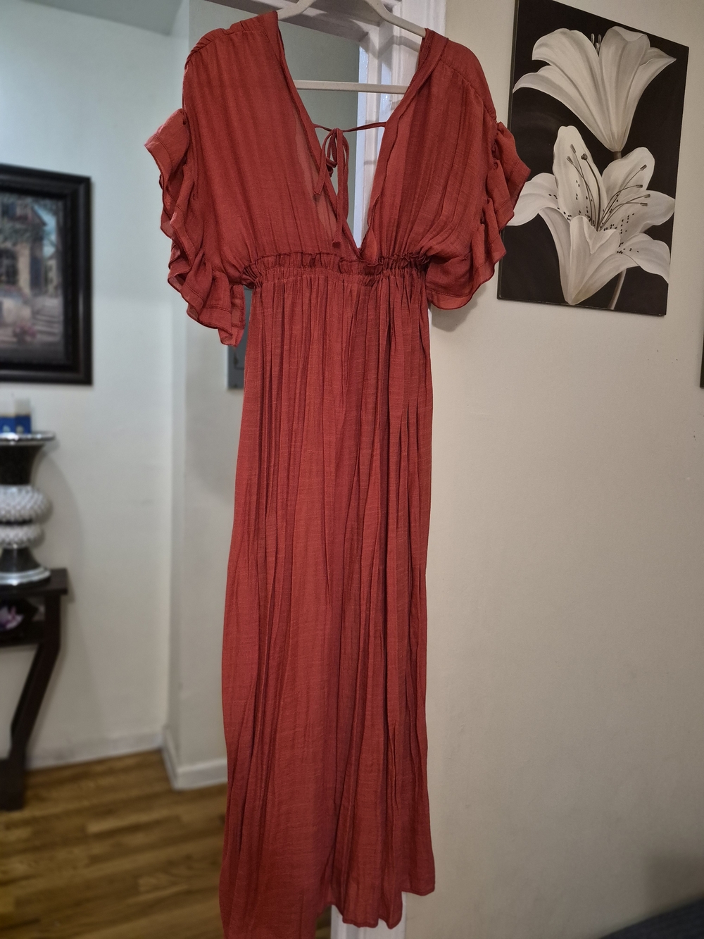Women’s Red Tie-Back Maxi Dress